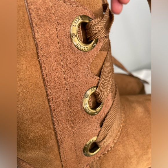 Australia Luxe Collective Tan Bedouin Tall Lace-up Boots Shearling - Picture 9 of 11